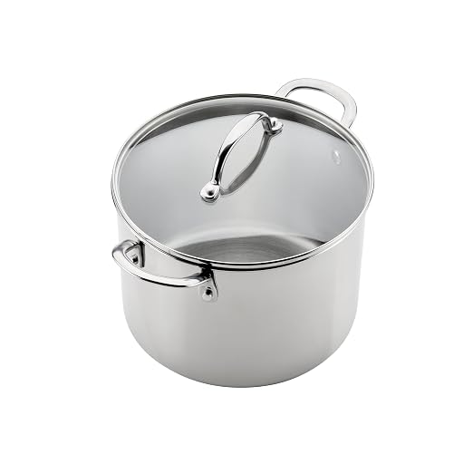 Farberware Millennium Stainless Steel Stockpot with Lid, Induction Ready, Compatible with All Cooktops, Metal Utensil Safe, 8 Quart Dutch Oven, Dishwasher Safe - Stainless Steel