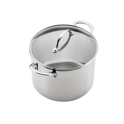 Farberware Millennium Stainless Steel Stockpot with Lid, Induction Ready, Compatible with All Cooktops, Metal Utensil Safe, 8 Quart Dutch Oven, Dishwasher Safe - Stainless Steel