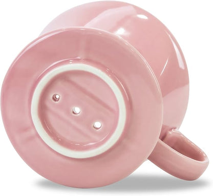 Pour Over Ceramic - Coffee Dripper Ceramic Coffee Maker with 3 Holes Flat Bottom, Porcelain Slow Filter Cone for Travel, Camping, Office, Home, Coffee Maker Brew, Pink