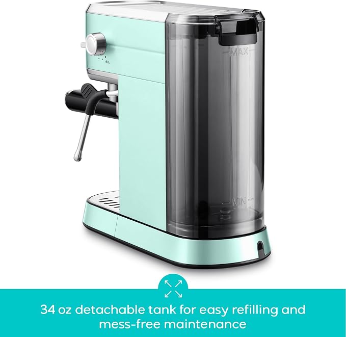 CASABREWS CM5418 Espresso Machine 20 Bar, Compact Espresso Maker with Steam Milk Frother, Stainless Steel Coffee Machine with 34oz Removable Water Tank for Cappuccino Latte, Pastel Green