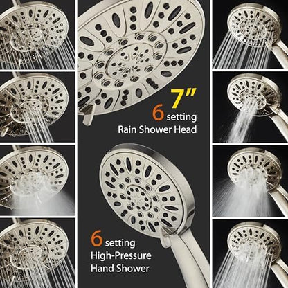 AquaDance 7" Premium High Pressure 3-way Rain & Handheld Shower Head Combo