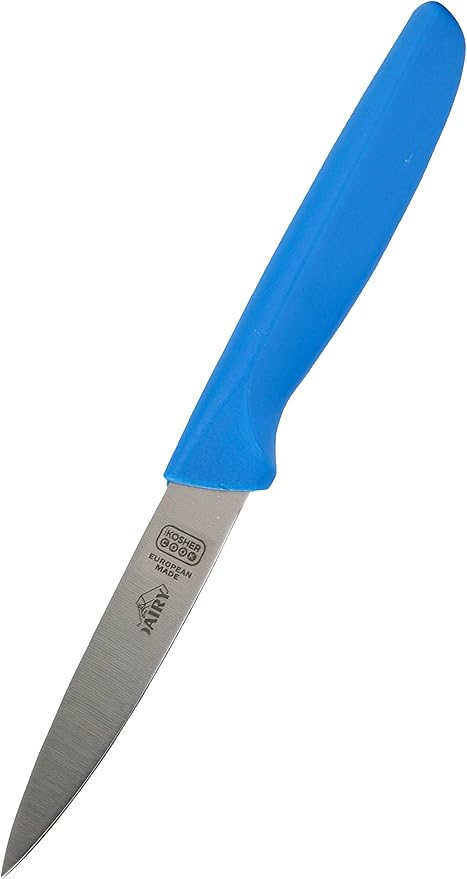 The Kosher Cook Diary Blue Kitchen Knife - 4" Steak and Vegetable Knife - Razor Sharp Pointed Tip, Straight Edge - Color Coded Kitchen Tools