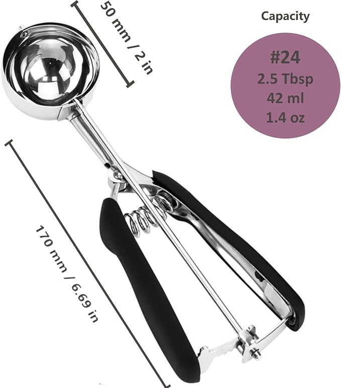 Ice Cream Scoop, 18/8 Stainless Steel Cookie Scoop for Baking, 2.6 Tbsp/42ml/1.4 oz Dough Scoop With Trigger Release - Cupcake and Ice Cream Scooper