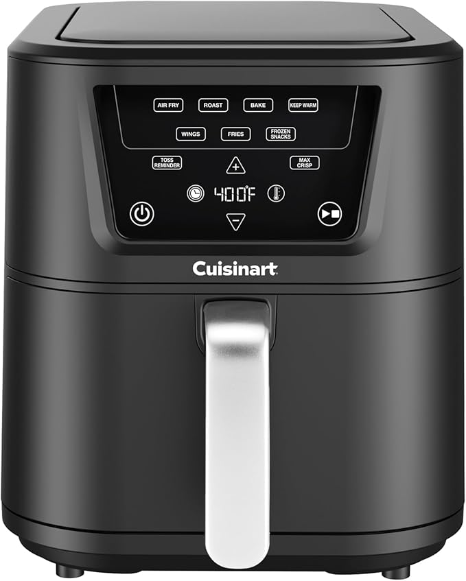 Cuisinart CompactMax 8-Quart Basket Air Fryer for Large Family Meals, Compact Ceramic Countertop Fits a 4.5-lb Chicken, 4-in-1 Air Fry, Roast, Bake & Keep Warm, Easy-Clean Dishwasher-Safe, AIR-210