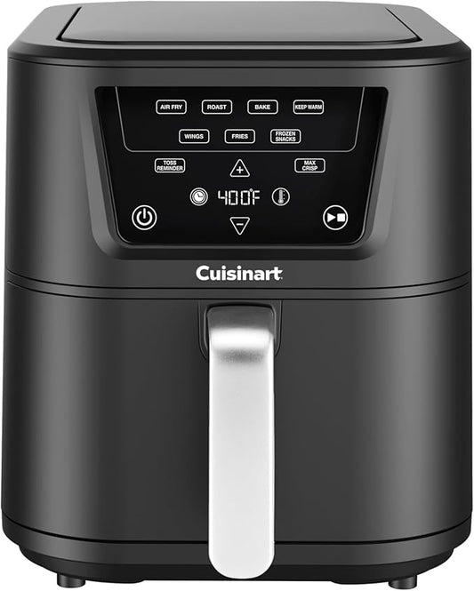 Cuisinart CompactMax 8-Quart Basket Air Fryer for Large Family Meals, Compact Ceramic Countertop Fits a 4.5-lb Chicken, 4-in-1 Air Fry, Roast, Bake & Keep Warm, Easy-Clean Dishwasher-Safe, AIR-210