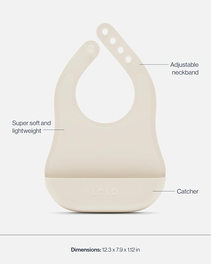 Lalo First Bites Silicone Baby Feeding Set - Baby Led Weaning Supplies - Non-Toxic Silicone - Includes 1 Bib, 2 Spoons, Training Cup, Suction Plate and Bowl - 6 Pieces - Oatmeal