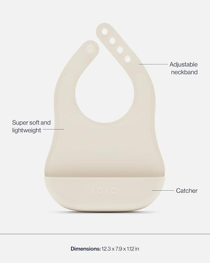 Lalo First Bites Silicone Baby Feeding Set - Baby Led Weaning Supplies - Non-Toxic Silicone - Includes 1 Bib, 2 Spoons, Training Cup, Suction Plate and Bowl - 6 Pieces - Oatmeal