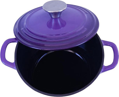 Flavehc Dutch Oven Pot with Lid 2.8 Qt Cast Iron Dutch Oven for Bread Baking, Purple Enameled Cast Iron Soup Pot, Small Deep Dutch Oven for Soup, Stews & Small Family Meals