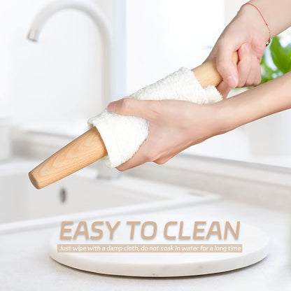 French Rolling Pin for Baking - Tuyotue 11.8 Inches Beech Wood Tapered Rolling Pin Dough Roller for Pizza Dough, Pie Crust Cookie Fondant Dumpling