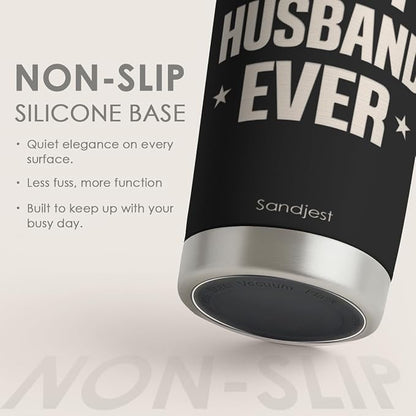 SANDJEST 20oz Insulated Tumbler for Husband, Stainless Steel Travel Mug with Lid, Best Husband Ever Coffee Cup for Men, Boyfriend Birthday Christmas Valentine