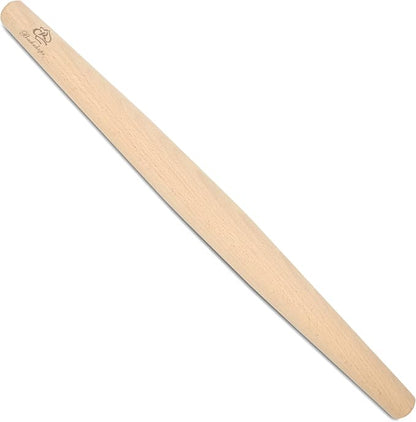 French Rolling Pin for Baking Pasta Pizza Bread, Natural Beech Wood Dough Roller(15.75 Inches)