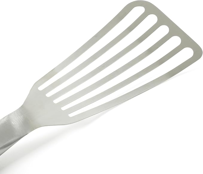Calphalon Prime Slotted Spatula, Slotted Fish Turner, Stainless Steel Kitchen Flipping Spatula, Flexible Heavy-Gauge Heat Resistant for Seafood, Weighted Handle for Control