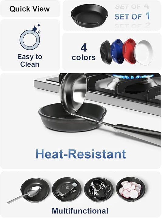 LE TAUCI Ceramic Spoon Rest, 4.8 Inch Spoon Rest for Stove Top, Spoon Holder for Kitchen Counter, Coffee Spoon rest, Utensil Rest for Cooking, Crude Black