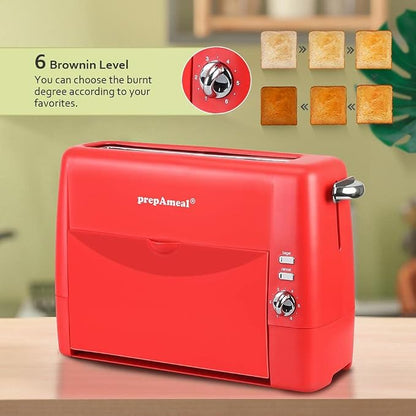 Long Slot Toaster 2 Slice Toaster with 6 Shade Settings, Bagel/Cancel, Extra Wide Slots, Removable Crumb Tray, for Bagels, Waffles, Breads, Puff Pastry, Snacks (2-Slice, Red)