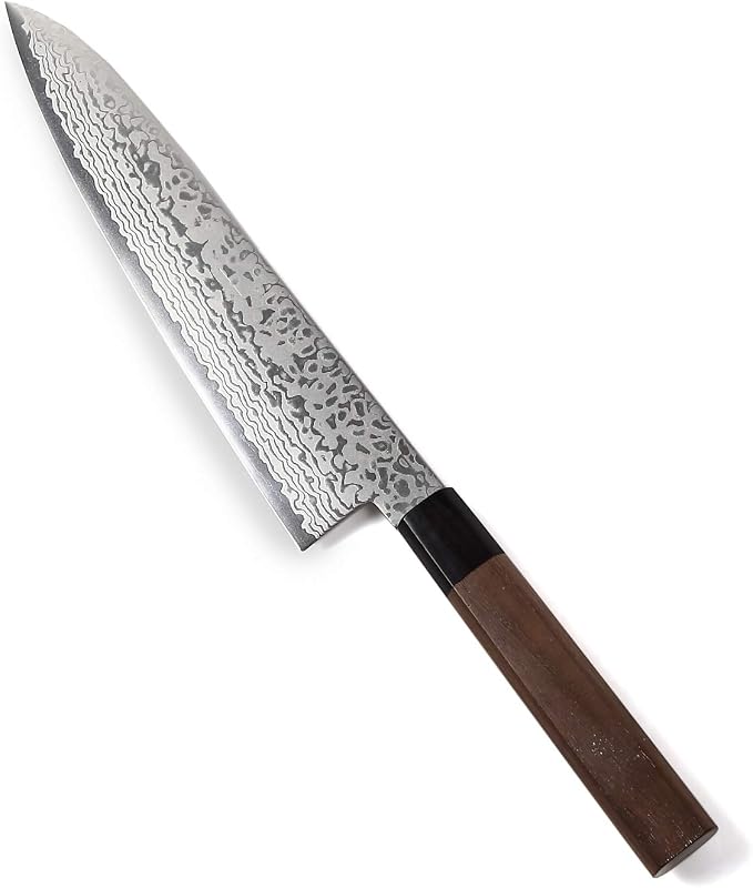 Japanese Chef Knife Damascus ZA18 69 Layer Octagonal Walnut Handle, Gyuto 9.5-inch (240mm)