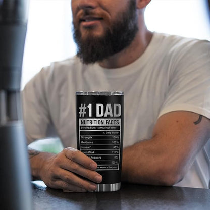 SANDJEST Dad Tumbler 20oz, Dad Fuel Cup Stainless Steel Insulated Tumblers, Coffee Mug Cups for Best Dads from Daughter Son, Gifts for Birthday Christmas Fathers Day