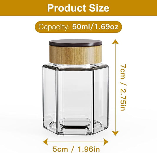 Vetacsion Set of 18 Magnetic Glass Spice Tins with 100 Preprinted Seasoning Label Stickers (Include Black Metal Wall-Plates)