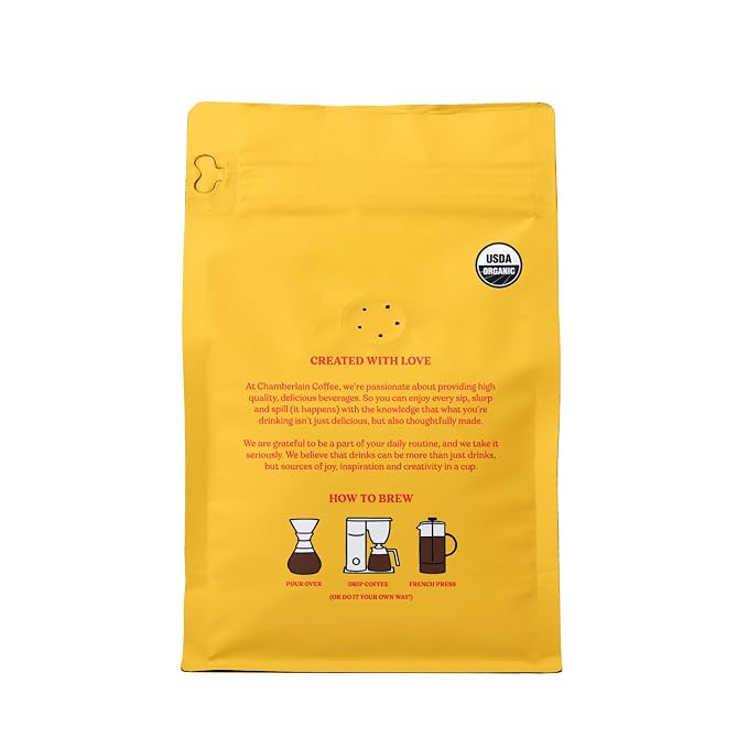 Chamberlain Coffee Light Roast Ground Coffee - USDA Organic Specialty Blend - Smooth & Balanced with Berry, Citrus and Maple Notes - Freshly Roasted - Rich Flavor & No Bitterness - 10 Oz
