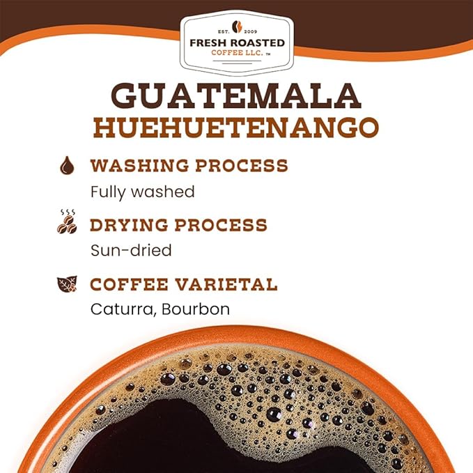 Fresh Roasted Coffee, Guatemala Huehuetenango Whole Bean Coffee, Medium Roast, Single-Origin, Kosher, 2 lb (32 oz)