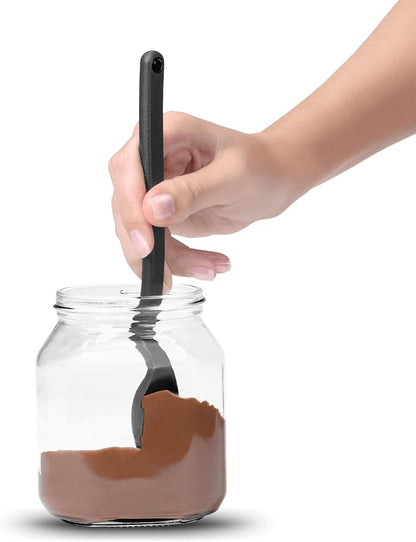 Dreamfarm Mini Supoon Non-Stick Sit-Up Silicone Scraping Cooking Spoon, Jar Scraper Measures 5ml Tsp - 8" Black