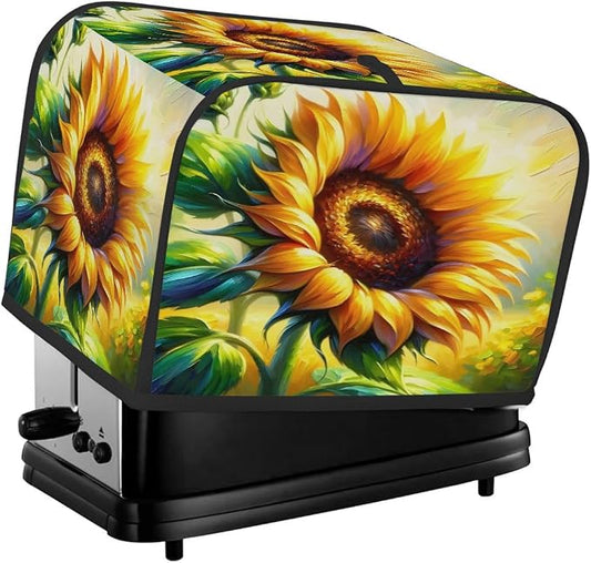 Toaster Cover 4 Slice Wide Slot Sunflower Floral FlowerBread Toaster Oven Dustproof Cover Small Appliance Kitchen Covers Dust and Fingerprint Protection for Women Gift 4 Slice