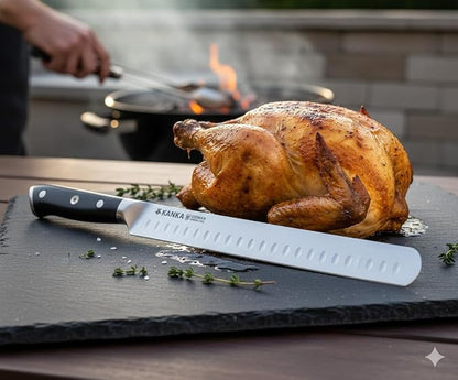 KANKA 12 inch Slicing Carving Knife - Ultra Sharp 1.4116 German Stainless Steel. Premium G10 Hamdle. Gift Box Included