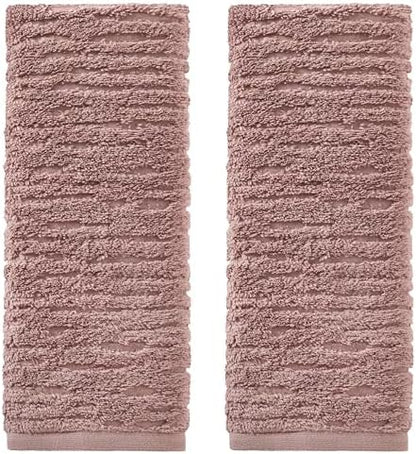 SKL Home CloudSoft Hand Towel Set, 2-Piece, 100% Cotton Luxury, Clay