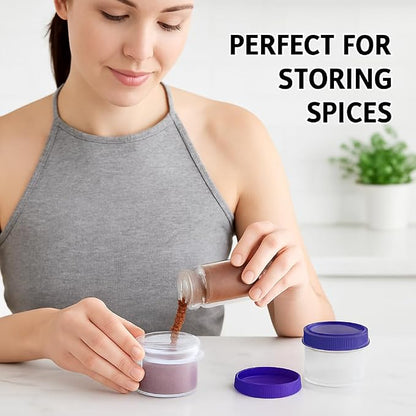 Twist Top 4-Pack Condiment Cups with Lids – 1.18 oz BPA-Free Mini Containers for Dressings, Sauces, Snacks & Spices – Leakproof, Reusable, Dishwasher Safe – 1.25" H x 1.8" W