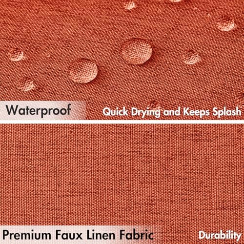 MIULEE Burnt Orange Scalloped Linen Shower Curtain 72x72 Inches