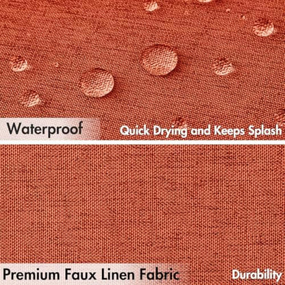 MIULEE Burnt Orange Scalloped Linen Shower Curtain 72x72 Inches