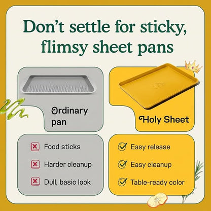 Great Jones Holy Sheet Pan (Mustard) | Nonstick, Half-Sheet Pan | Aluminized Steel, 18.5" x 13.5" | For Baking, Roasting, & Broiling | Premium Bakeware with Even Heat Distribution | Dishwasher-Safe