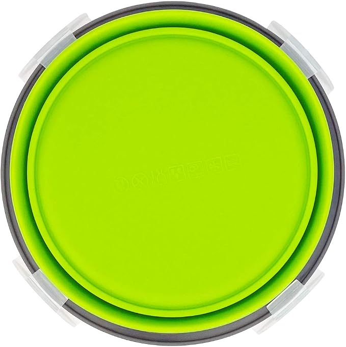 CARTINTS 1200ml Large Collapsible Meal Prep Containers, Reusable Silicone Food Storage Containers, Stackable Fridge Storage Containers, With Leakproof Lids, Microwave and Freezer Safe, Green