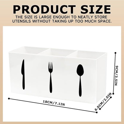 Silverware Organizer Countertop,Acrylic Small Silverware Caddy for Countertop,Knife Fork and Spoon Organizer for Kitchen Storage,Cabinet and Dining Room(White)