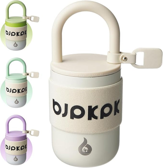 BJPKPK 10oz Insulated Loop Tumbler With Lid And Handle Stainless Steel Travel Coffee Mug Thermal Cups,Beige