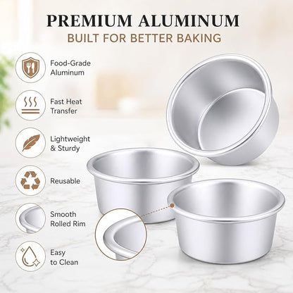 Nuenen 12 Pcs Round Cake Pans Aluminum Round Mold Smash Cake Baking Cheesecake Pans for Home Party Baking Supplies (4 Inch)