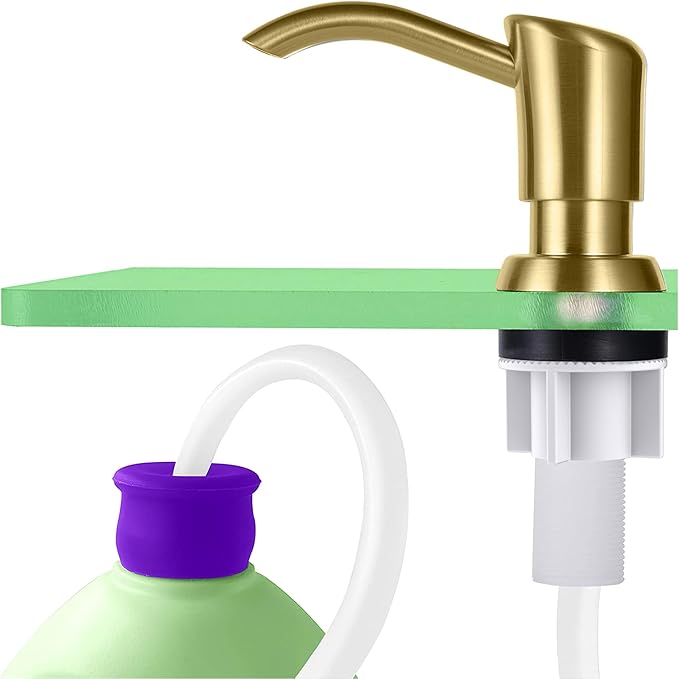 GAGALIFE Built in Counter Soap Dispenser for Kitchen Sink and Soap Dispenser Extension Tube, Anti-Leakage Upgrade with 40" Soap Tube No More Top Refill, Brushed Gold