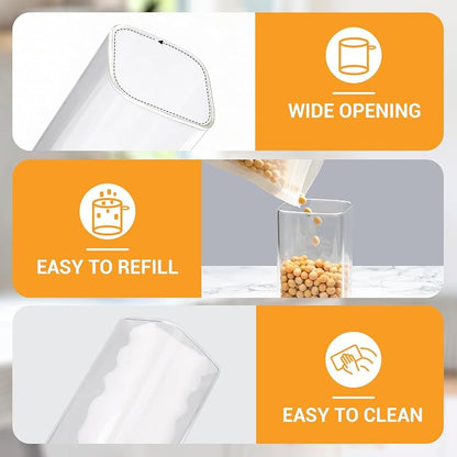 Glass Jars with Lids, 4 Pack 13 Fl.oz Square Glass Storage Jars with Bamboo Lids, Spice Canister Kitchen Pantry Containers for Sugar, Coffee Beans, Tea - Included Labels, Spoon and Marker