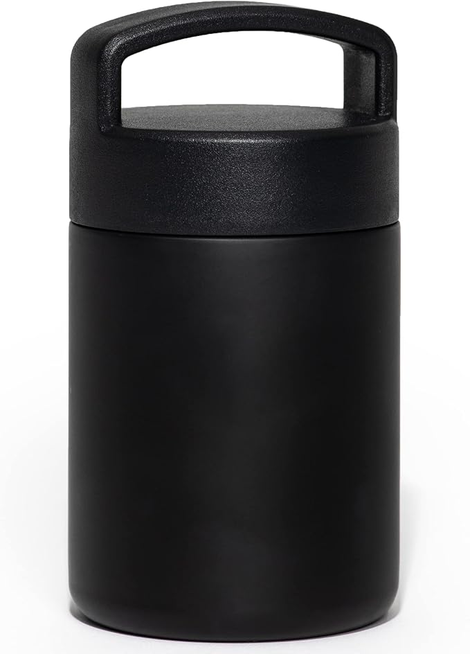 WeeSprout Insulated Stainless Steel Lunch Thermos, Soup Bottle for Hot & Cold Foods, 12 oz Jar for Children, Kid-Friendly Handle, Leakproof Container, Termos Para Comida Caliente (Black)