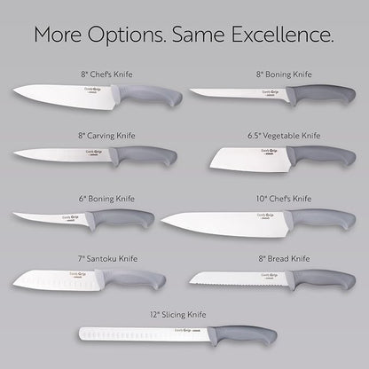 Restaurantware Comfy Grip 6.5 Inch Vegetable Knife 1 Sharp Cooking Knife - Ergonomic Handle Non-Slip Grip Gray Stainless Steel Kitchen Knife Dishwashable Slice And Dice Fruits Or Vegetables