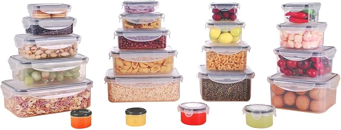 MTR 44PC Value Pack FOOD Storage Containers BPA Free Kitchen Storage Dishwasher Safe Microwave Safe Freezer Safe Airtight Silicone Containers Leakproof & Reusable (44)