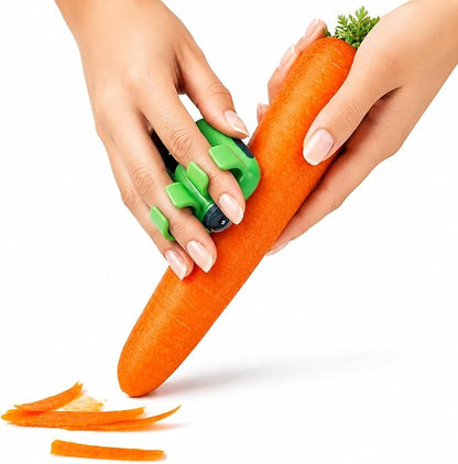 2 Finger Vegetable Peeler Easy Grip Safe Ergonomic Fruit & Potato Peeler for Arthritis Hands, Non Slip Kitchen Gadget for Carrots, Apples & Cucumbers with Stainless Steel Blade