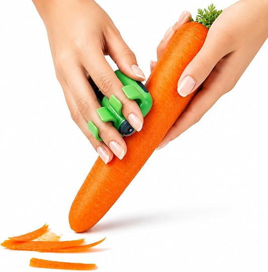 2 Finger Vegetable Peeler Easy Grip Safe Ergonomic Fruit & Potato Peeler for Arthritis Hands, Non Slip Kitchen Gadget for Carrots, Apples & Cucumbers with Stainless Steel Blade