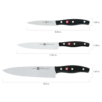 ZWILLING Twin Signature 3-pc German Knife Set, Razor-Sharp, Made in Company-Owned German Factory with Special Formula Steel perfected for almost 300 Years, Dishwasher Safe