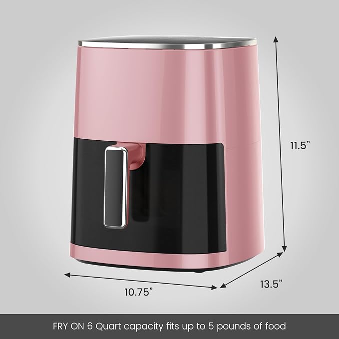 NEWBULIG Air Fryer, 6QT Square Airfryer with Visual Window, 400℉ Fast Heating Air Fryers Oven with Timer, Auto-Off, Non Toxic & Non Stick, Multiple 12 Modes for Roast, Bake, Dehydrate, Fry, Reheat
