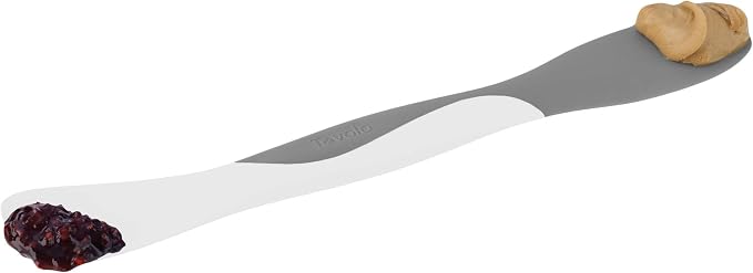 Tovolo Elements Scoop and Spread Large Dual End Silicone Sandwich Spreader Tool with Nylon Handle, BPA Free Dishwasher Safe Silicone and Nylon Tool for Spreading and Scooping, White and Charcoal Gray
