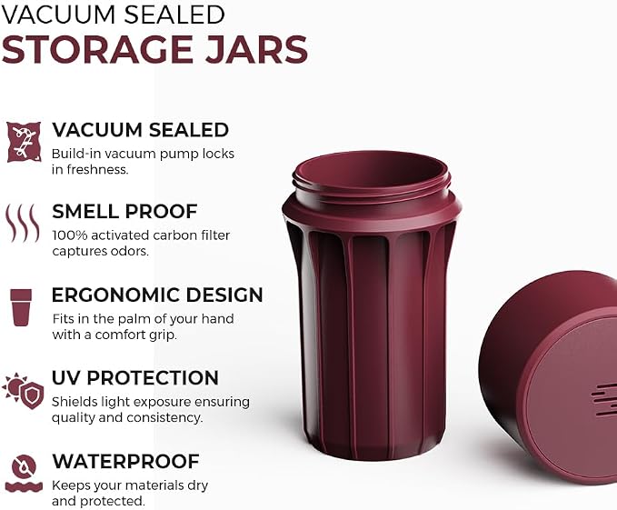 Staze Air Tight Smell Proof Container (148ml) - Vacuum Seal Jar, Waterproof Food Storage Canister, Portable Small Smell Proof Jar for Coffee, Spice & Gummies - (BRICK)