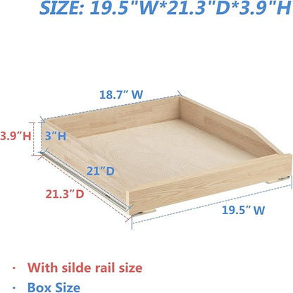 LOVMOR Single Pull Out Cabinet Organizer 19½”W x 21”D, Soft Close Slide Out Drawer Storage Shelves for Kitchen, Wood Cabinet Shelf Pull-Out Organizer Storage for Base Cabinet