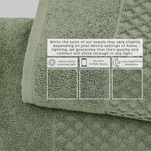 Great Bay Home Bath Towels - 100% Cotton 6 Piece Towel Set - Diamond Waffle Weave - Absorbent, Durable, Quick-Dry Towels for Bathroom (Eucalyptus)