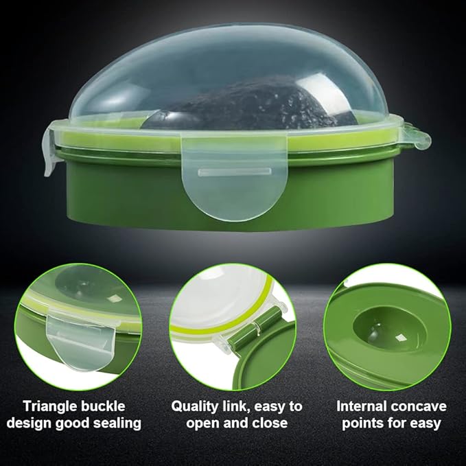 Avocado Saver Holder,with Clear Snap-On Lid Reusable Food Crisper Storage Box Fruit Fresh Container Kitchen Gadget to Keep Your Fruit Fresh for Days(COLOR:Green)