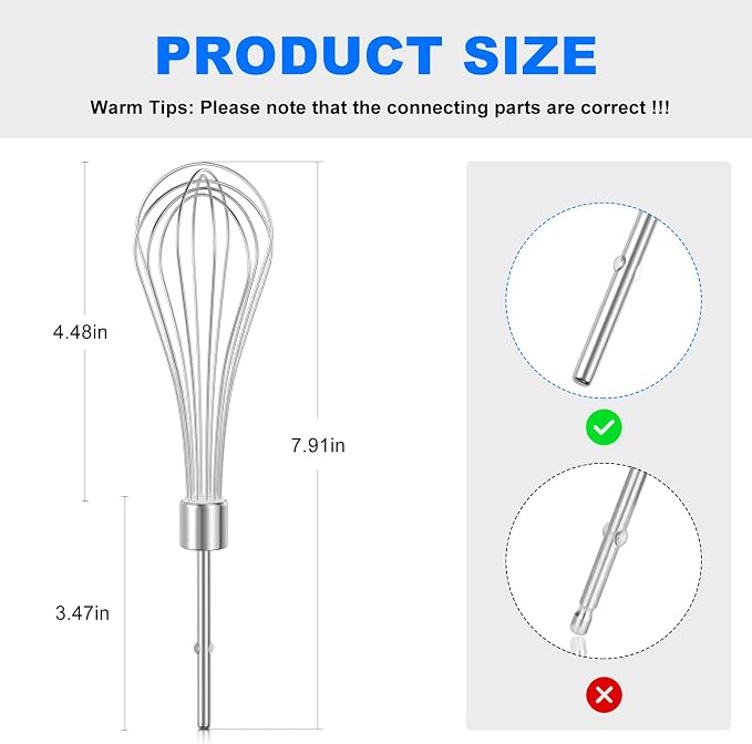 Kitchen Hand Mixer Whisk Attachments FOR KitchenAid Whisk KHMPW,KHM512BM KHM2B, AP5644233, KHM3, KHM5, W10720799, Kitchenaid Egg Beater - 2 Pack